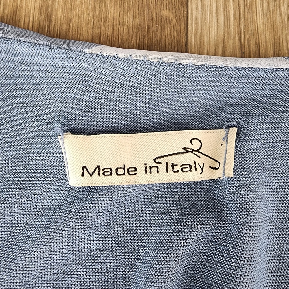 Made in Italy Silk Blend Polka Dot Ponho Top Blue Painterly Layered Lagenlook - Picture 2 of 14